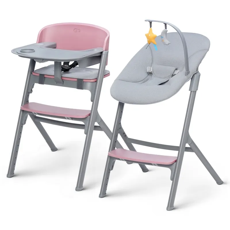 Pouze Dnes KINDERKRAFT SELECT - Dětská jídelní židle 3v1 LIVY Premium Aster pink + lehátko CALMEE