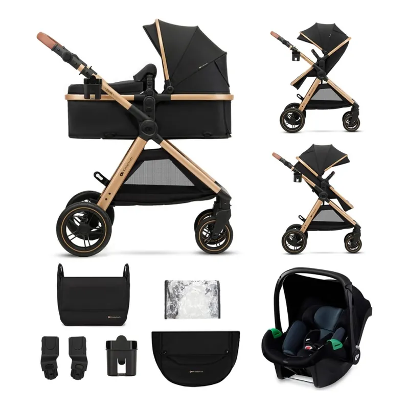 Nejprodávanější KINDERKRAFT - Kombinovaný kočárek 3v1 ESME Pure black + autosedačka MINK PRO