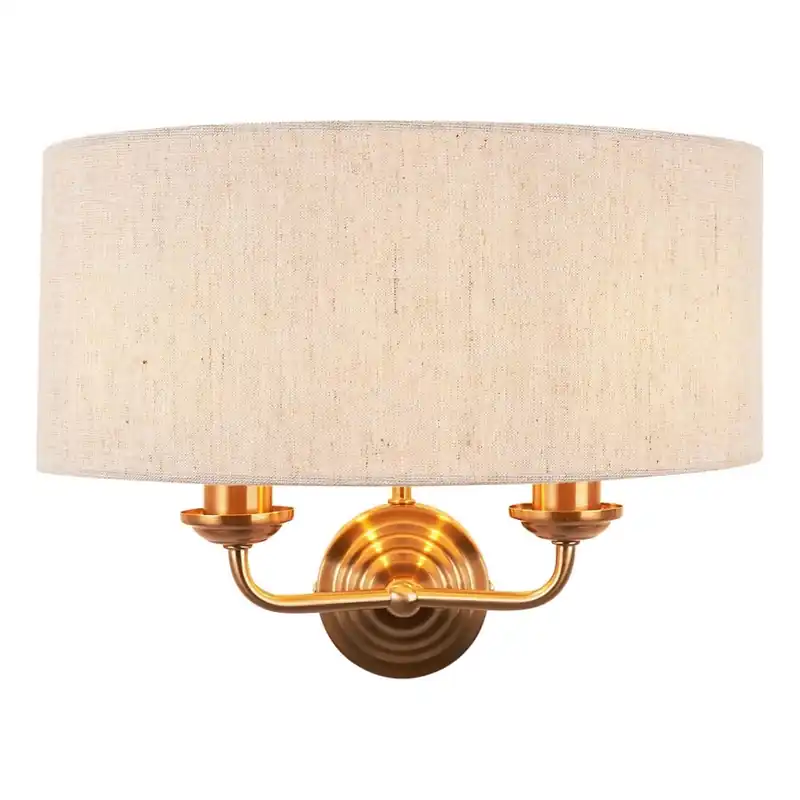 Omezená Nabídka Endon 110726 - Nástěnné svítidlo HIGHCLERE 2xE14/40W/230V béžová/mosaz