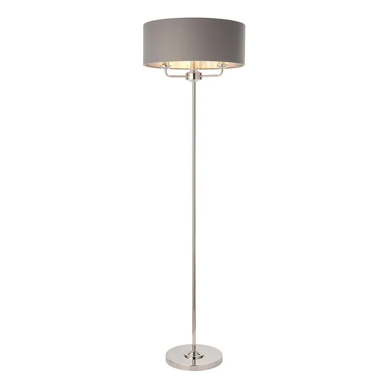 Ihned K Objednání Endon 94378 - Stojací lampa HIGHCLERE 1xE14/40W/230V šedá/lesklý chrom pr. 47 cm