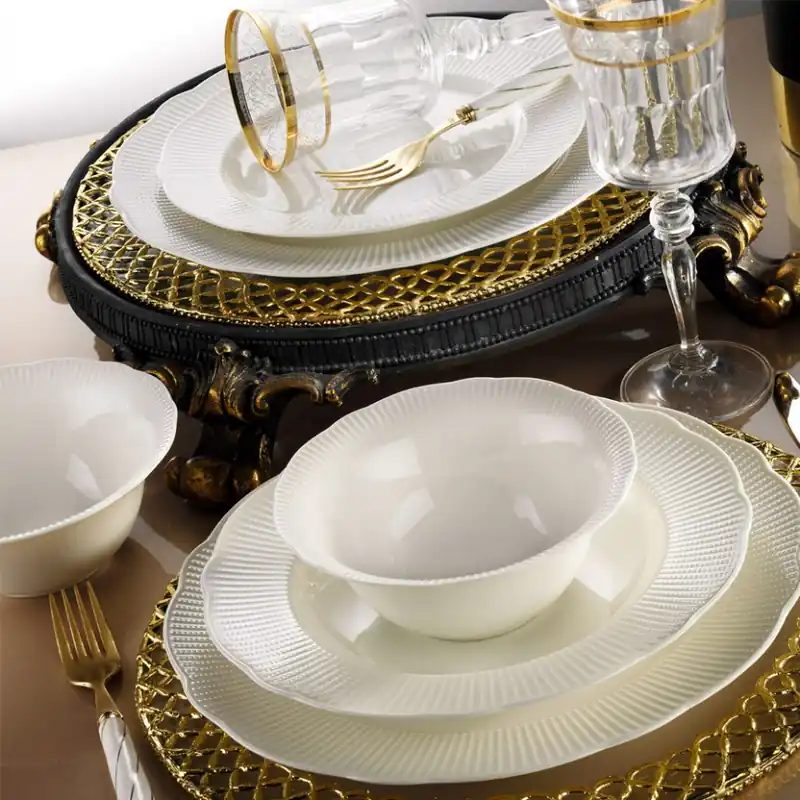 Bezpečná Platba Jídelní sada 24 ks bílá/porcelán
