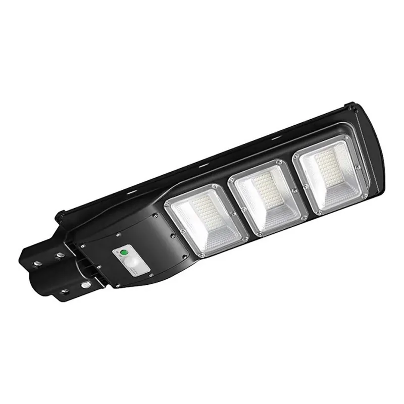 Must-Have LED Stmívatelná solární pouliční lampa se senzorem pohybu a soumraku LED/12W/3,2V 6000K IP65 10000 mAh černá + dálkové ovládání