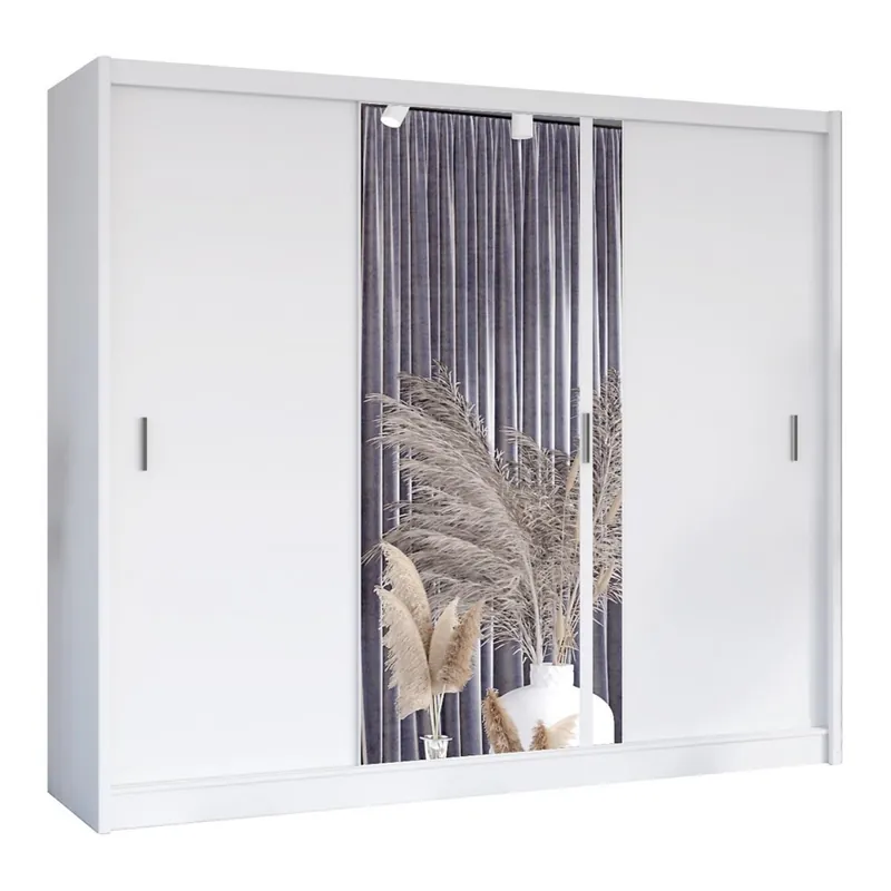 Akční Cena Šatní skříň se zrcadlem SABRINA 250x215x61 cm bílá