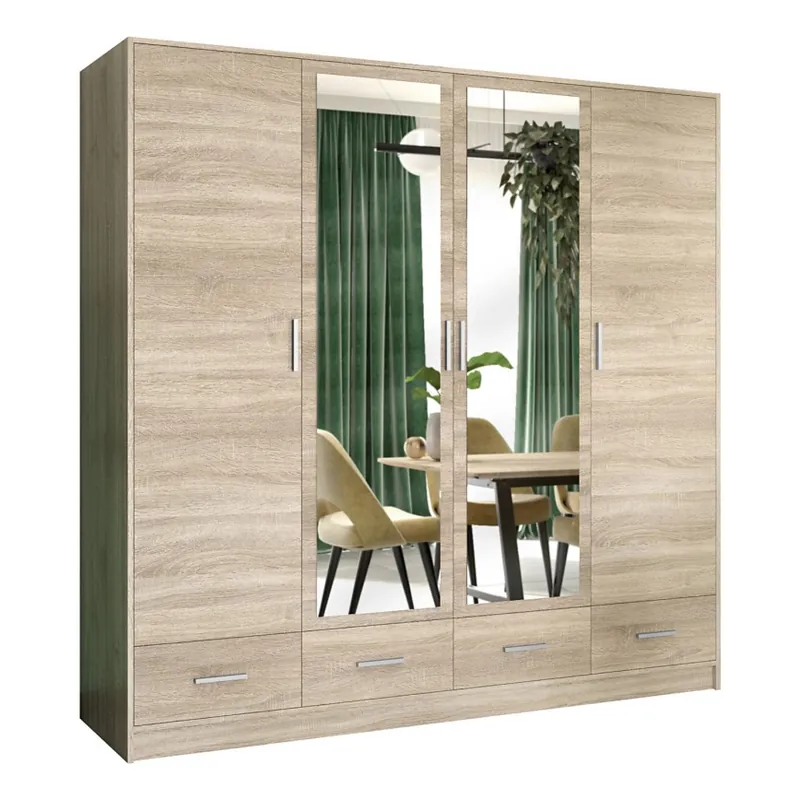 Koupit Online Šatní skříň se zrcadlem SANNA 200x215x58 cm dub sonoma