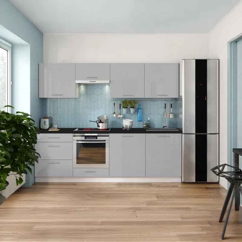 Kuchyňská linka CELESTE 240 cm lesklá šedá Finální Výprodej
