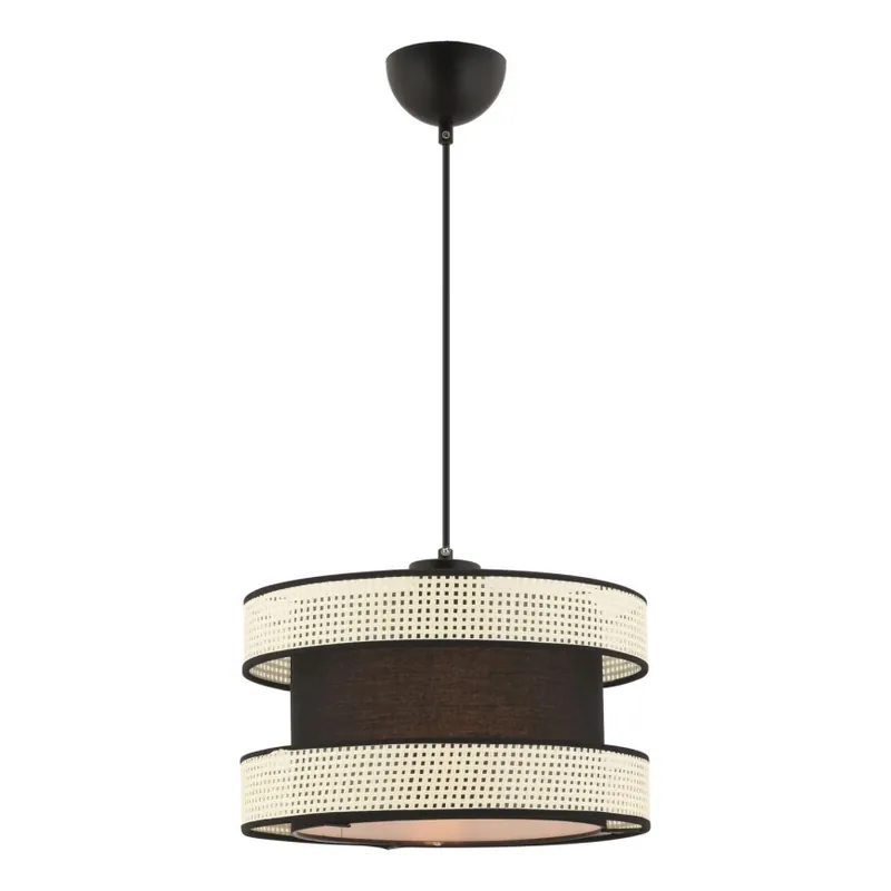 Lustr na lanku HALO 1xE27/60W/230V černá/krémová Cenově Výhodný