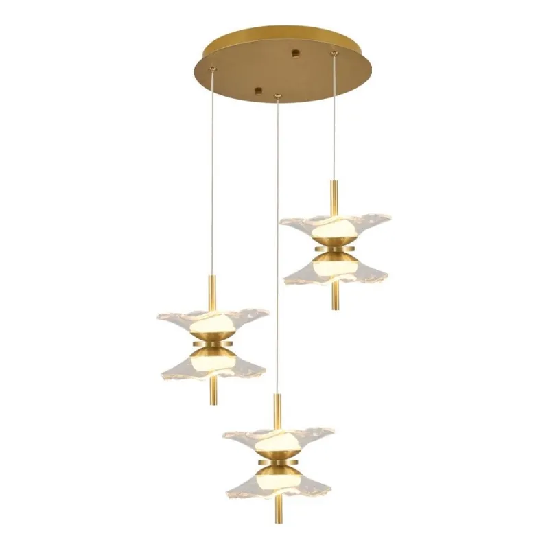 Sezónní Sleva LED Lustr na lanku BUTTERFLY 6xLED/5W/230V 3000K zlatá