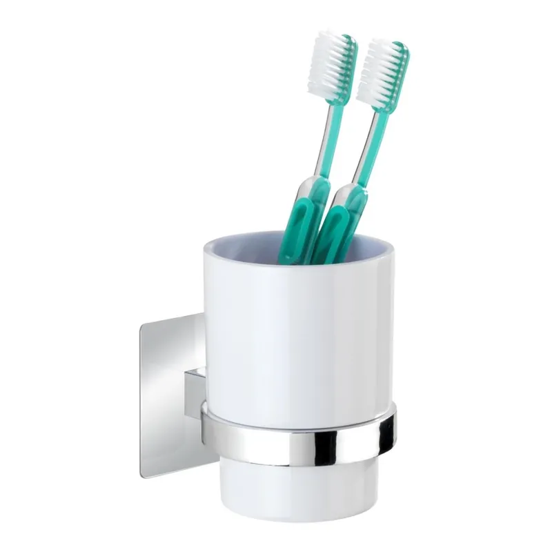 WENKO 23847800-Kelímek na kartáčky TURBO-LOC QUADRO ED. 7x9,5 cm lesk.chrom/bílá Kup Teď