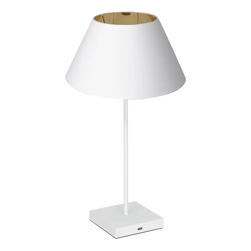 Stolní lampa s USB konektorem 1xE27/60W/230V bílá Cenově Výhodný