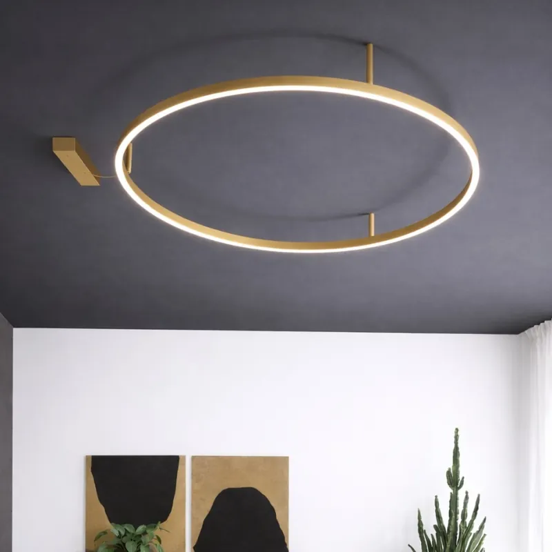 Přímo Od Výrobce Ideal Lux - LED Stropní svítidlo ORACLE SLIM LED/53W/230V 3000K CRI 90 pr. 90 cm zlatá