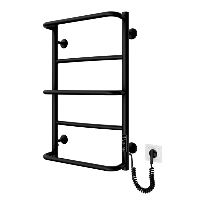 Koupelnový žebříkový radiátor LUX 65W/230V 66x42 cm nerez/černá pravá Výprodej