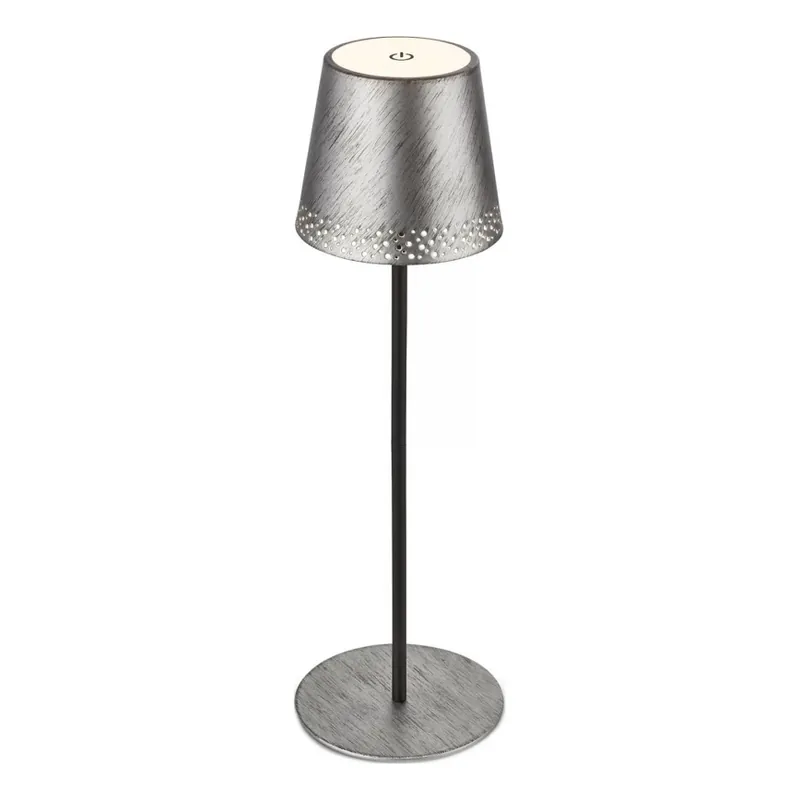 Brilo - LED Stmívatelná nabíjecí dotyková venkovní stolní lampa KIKI LED/2,6W/5V IP44 2600 mAh stříbrná Novinka