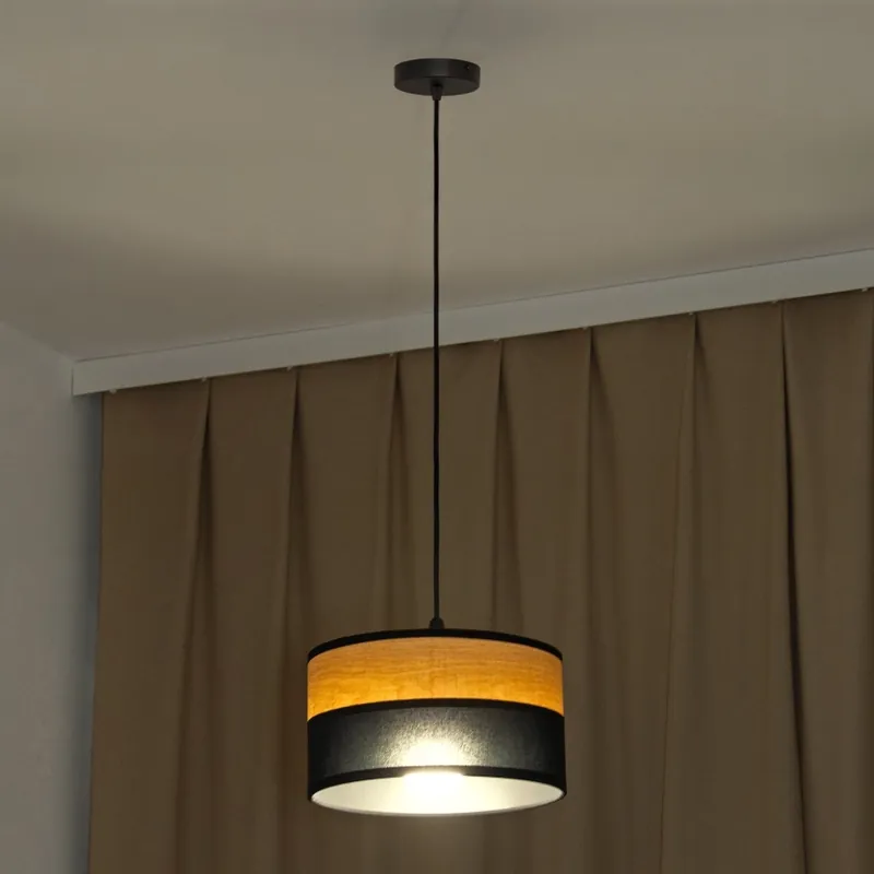 Lustr na lanku ALBA 1xE27/15W/230V pr. 25 cm černá/hnědá Dokud Zásoby Vydrží