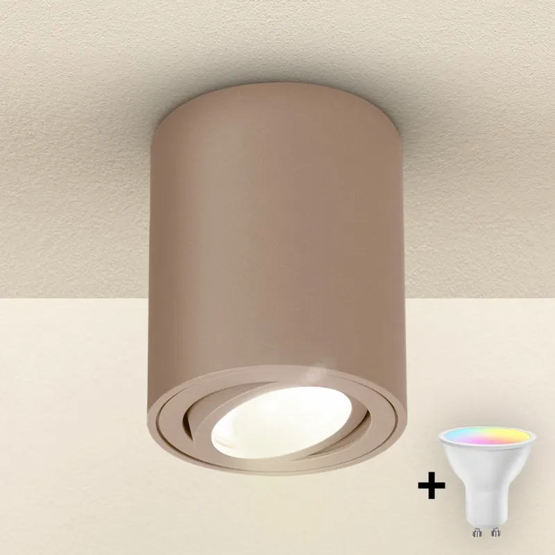 Brilagi - LED RGBW Stmívatelné bodové svítidlo MIA 1xGU10/4,8W/230V 3000K 100x80 mm béžová + dálkové ovládání Akční Cena