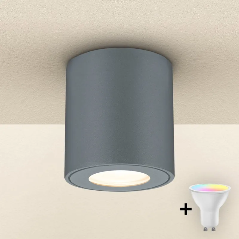 Výhodná Nabídka Brilagi - LED RGBW Stmívatelné venkovní svítidlo MIA 1xGU10/4,8W/230V 3000K 84x80 mm antracit IP54 + dálkové ovládání