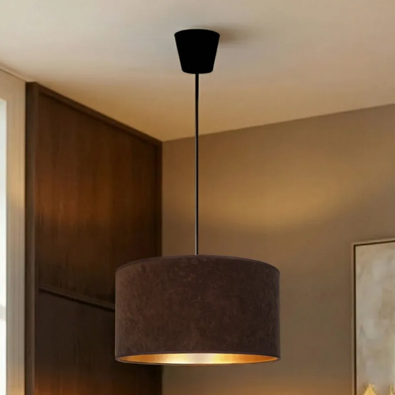 Nová Kolekce Brilagi - Lustr na lanku VELVET 1xE27/60W/230V pr. 40 cm hnědá/zlatá
