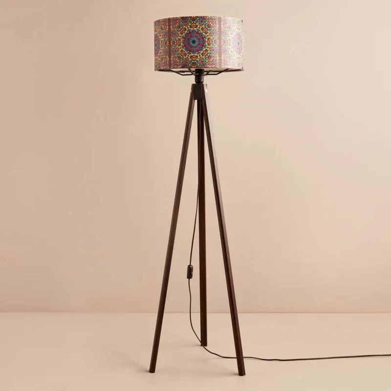 Stojací lampa AYD 1xE27/40W/230V hnědá/pestrobarevná Sezónní Sleva