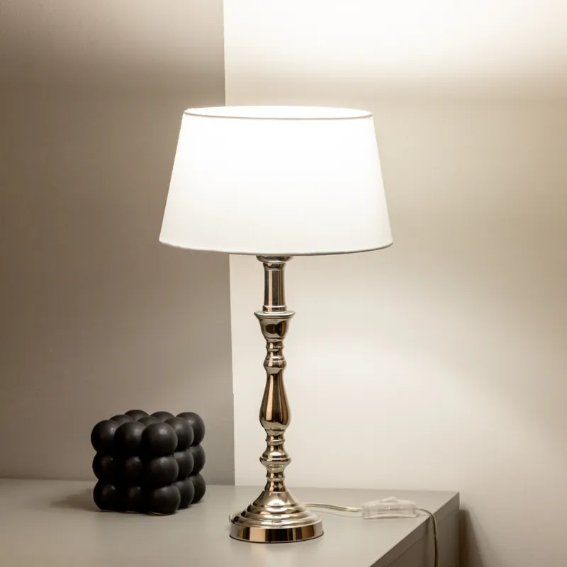 Brilagi - Stolní lampa CERIA 1xE27/60W/230V pr. 25 cm lesklý chrom/bílá Zlevněný