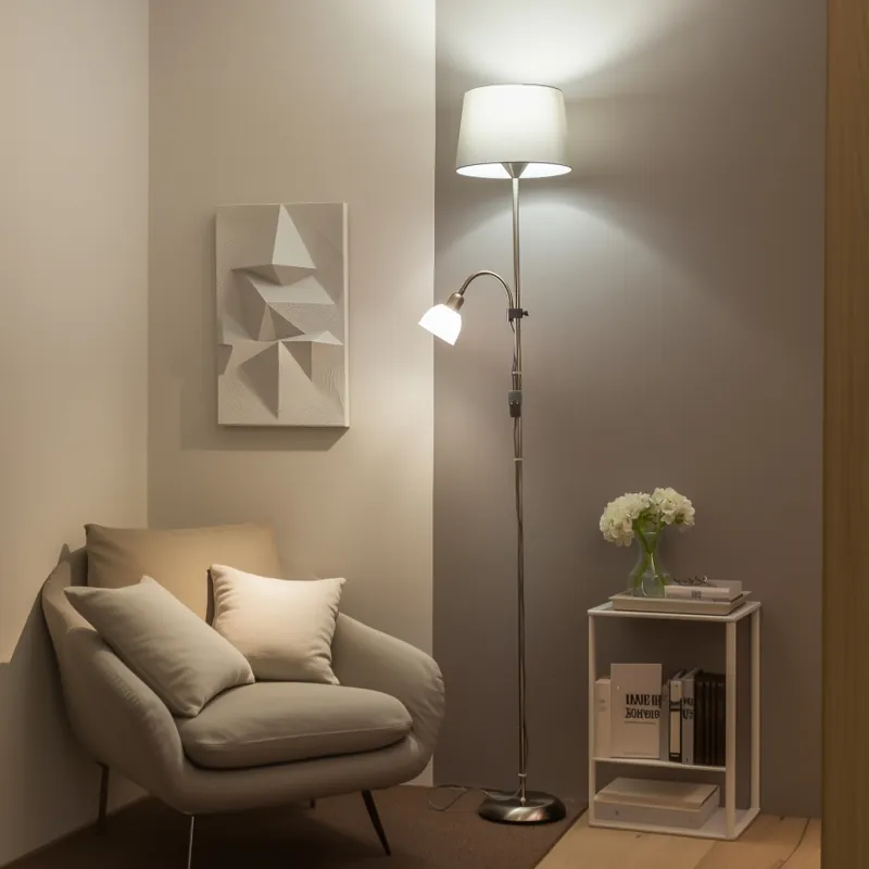 Brilagi - Stojací lampa CERIA 1xE27/100W/230V + 1xE14/25W matný chrom/šedá Poslední Šance