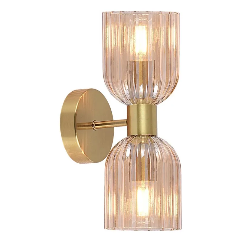 Nástěnná lampa PIEGA 2xE14/10W/230V mosaz/kouřová béžová Must-Have