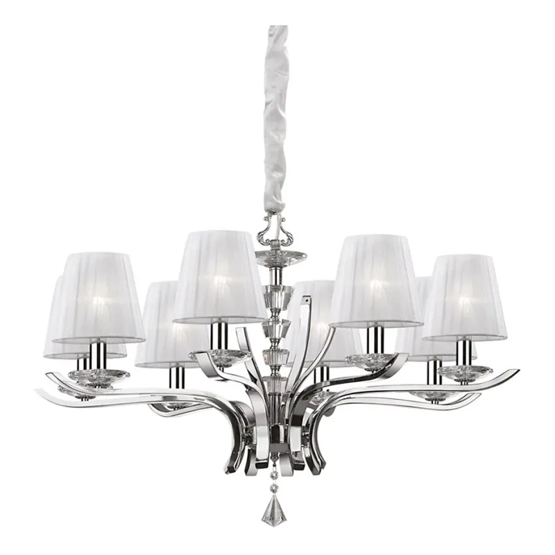 Ideal Lux - Křišťálový lustr na řetězu PEGASO 8xE14/28W/230V pr. 76 cm lesklý chrom Víkendová Akce