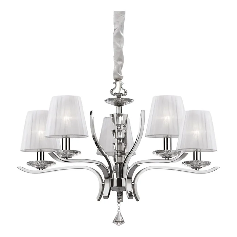 Ideal Lux - Křišťálový lustr na řetězu PEGASO 5xE14/28W/230V pr. 72 cm lesklý chrom Dokud Zásoby Vydrží