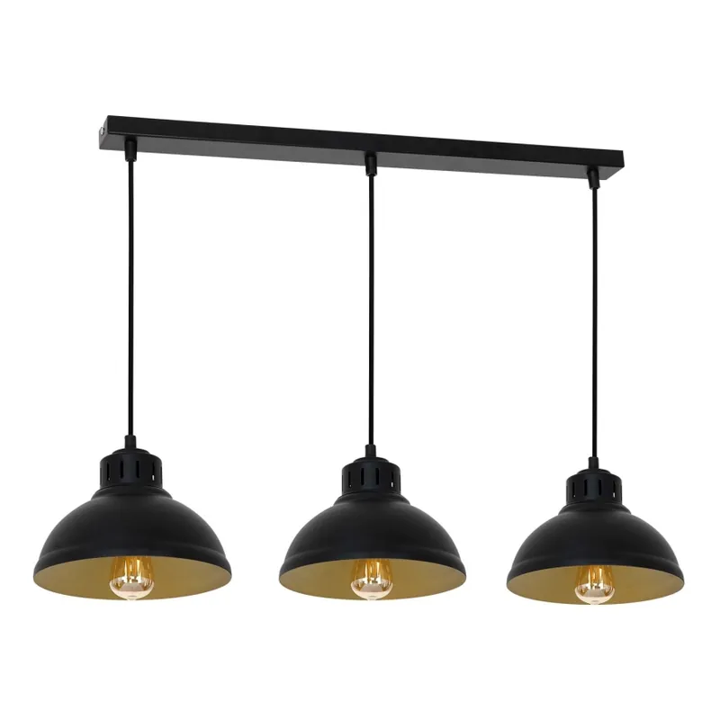 Lustr na lanku SVEN 3xE27/15W/230V černá/zlatá Expresní Doručení