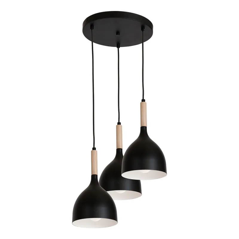 Lustr na lanku NOAK WOOD 3xE27/15W/230V černá/buk Nejlepší Volba