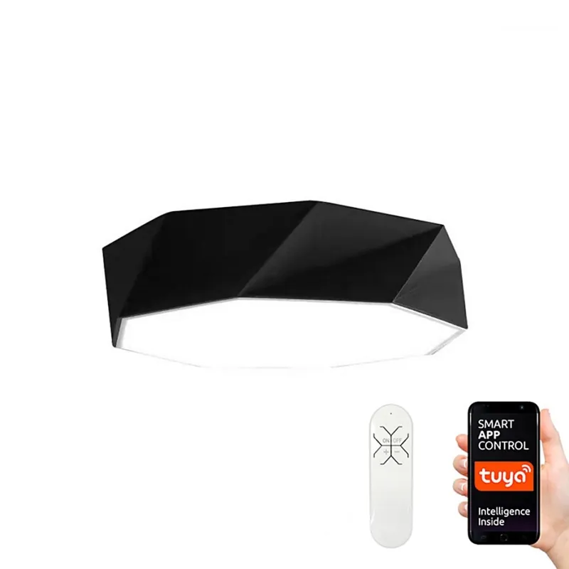 Immax NEO 07130-B40 - LED SMART Stmívatelné stropní svítidlo DIAMANTE černá LED/31W/230V + dálkové ovládání 40cm Tuya ZigBee Levný
