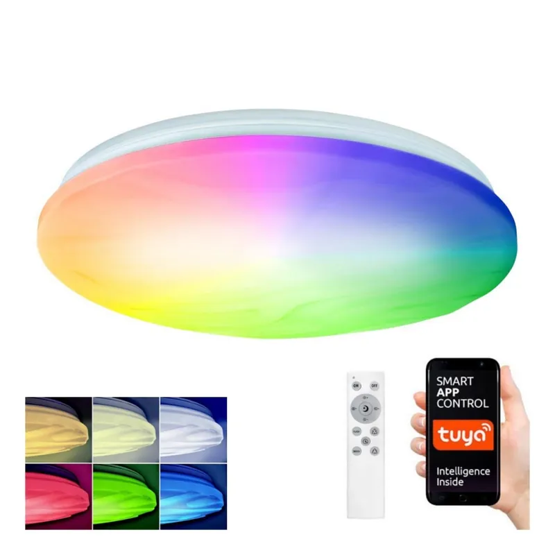 LED RGB Stmívatelné stropní svítidlo WAVE LED/30W/230V Wi-Fi Tuya + dálkové ovládání Nejlepší Cena