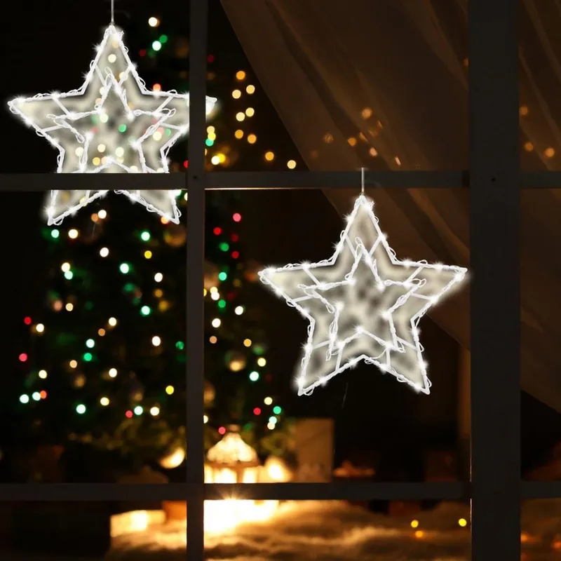 Originální LED Vánoční dekorace do okna 35xLED/3xAA teplá bílá