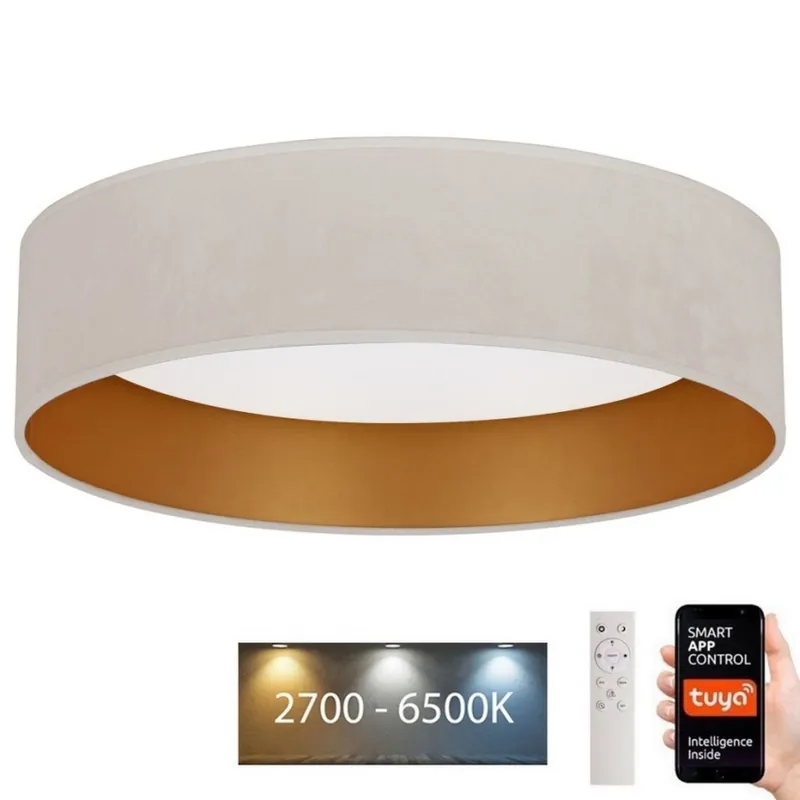 Brilagi - LED Stmívatelné stropní svítidlo VELVET SMART LED/24W/230V pr. 45 cm 2700-6500K Wi-Fi Tuya krémová/zlatá + dálkové ovládání Akce