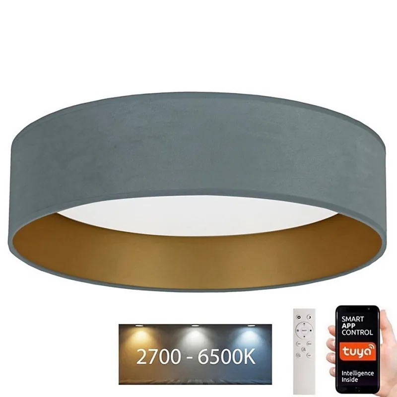Sleva Brilagi - LED Stmívatelné stropní svítidlo VELVET SMART LED/24W/230V pr. 45 cm 2700-6500K Wi-Fi Tuya mintová/zlatá + dálkové ovládání