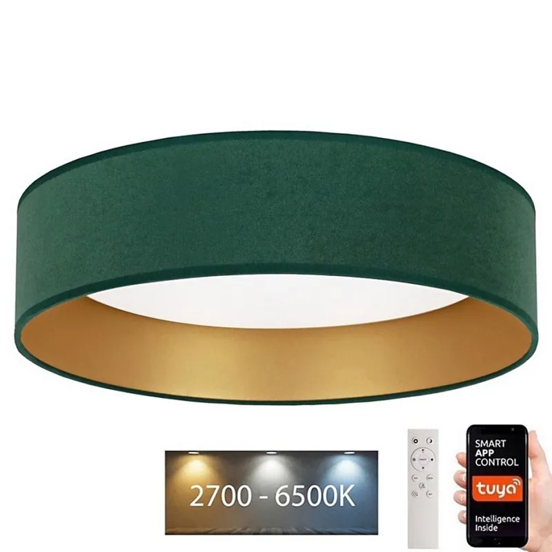 Objednat Nyní Brilagi - LED Stmívatelné stropní svítidlo VELVET SMART LED/24W/230V pr. 45 cm 2700-6500K Wi-Fi Tuya zelená/zlatá + dálkové ovládání