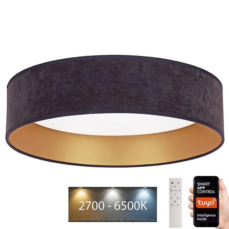 Brilagi - LED Stmívatelné stropní svítidlo VELVET SMART LED/24W/230V pr. 45 cm 2700-6500K Wi-Fi Tuya šedá/zlatá + dálkové ovládání Nová Kolekce