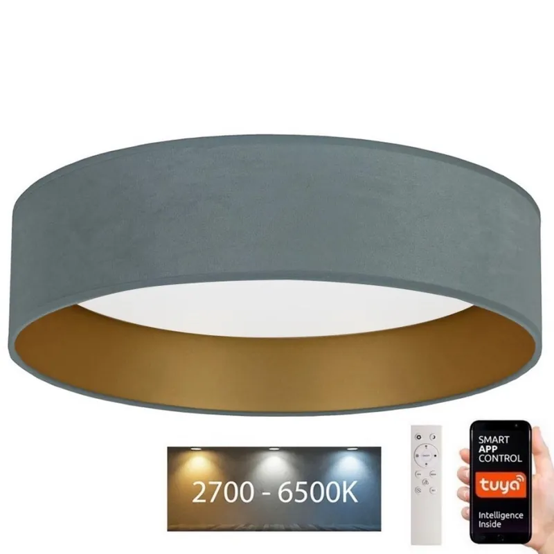 Hit Sezóny Brilagi - LED Stmívatelné stropní svítidlo VELVET SMART LED/36W/230V pr. 55 cm 2700-6500K Wi-Fi Tuya mintová/zlatá + dálkové ovládání
