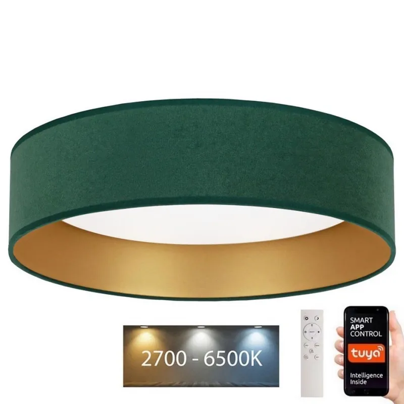 Ihned K Objednání Brilagi - LED Stmívatelné stropní svítidlo VELVET SMART LED/36W/230V pr. 55 cm 2700-6500K Wi-Fi Tuya zelená/zlatá + dálkové ovládání