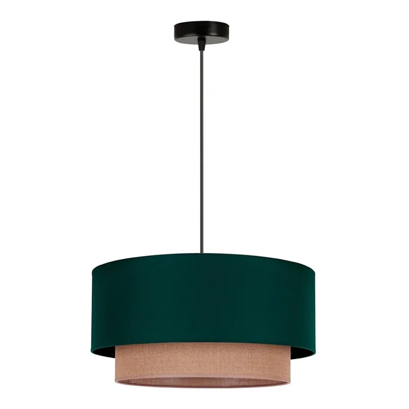 Duolla - Lustr na lanku BOHO 1xE27/15W/230V pr. 45 cm zelená/hnědá Bezpečná Platba