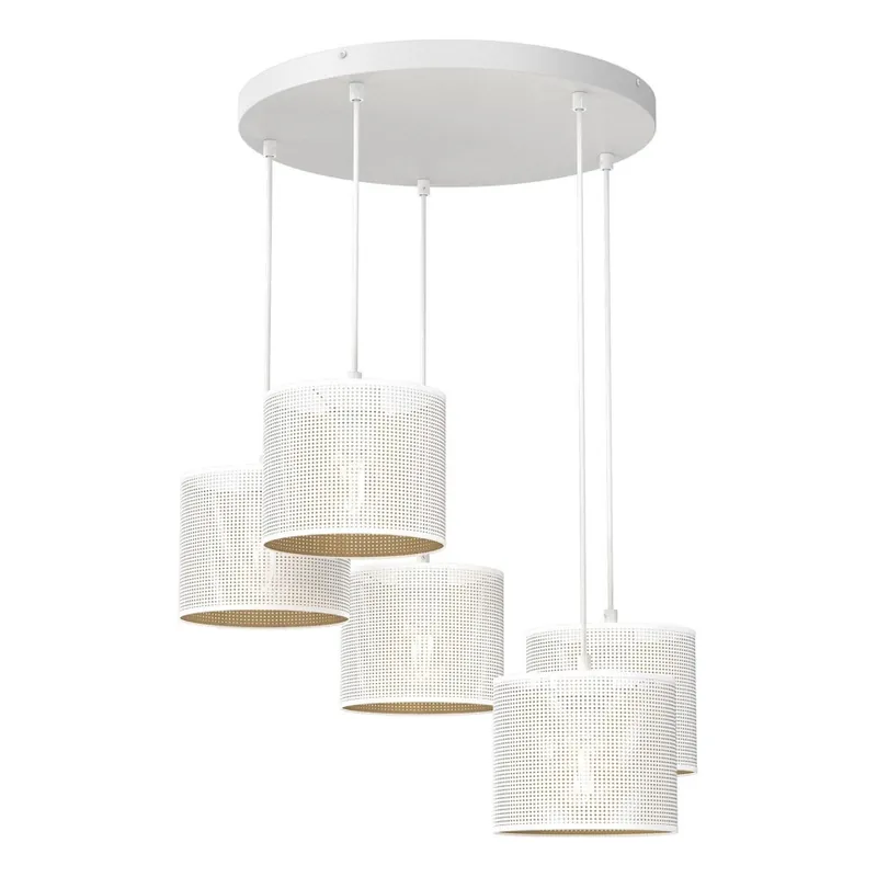 Speciální Cena Lustr na lanku LOFT SHADE 5xE27/60W/230V bílá/zlatá