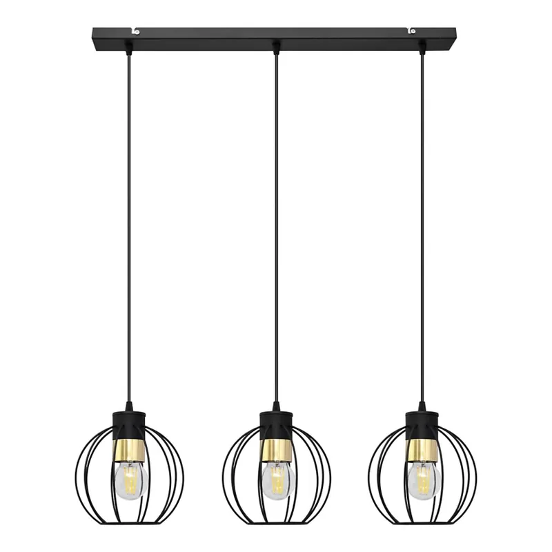 Dokud Zásoby Vydrží Lustr na lanku STARLIGHT 3xE27/15W/230V černá/zlatá