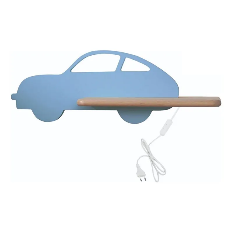 Dokud Zásoby Vydrží LED Dětské nástěnné svítidlo s poličkou CAR LED/5W/230V modrá/dřevo,
