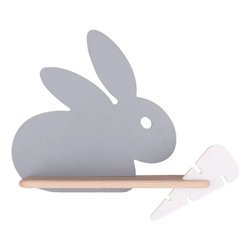 Cenově Výhodný LED Dětské nástěnné svítidlo s poličkou RABBIT LED/4W/230V šedá/bílá/dřevo,