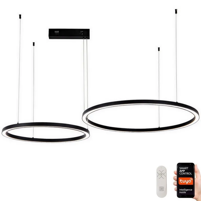 Immax NEO 07216L - LED Stmívatelný lustr na lanku FINO LED/93W/230V 60/80cm černá Tuya + dálkové ovládání Zlevněný