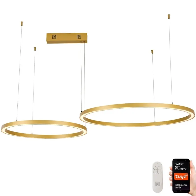 Immax NEO 07218L - LED Stmívatelný lustr na lanku FINO LED/93W/230V 60/80cm zlatá Tuya + dálkové ovládání Sezónní Sleva
