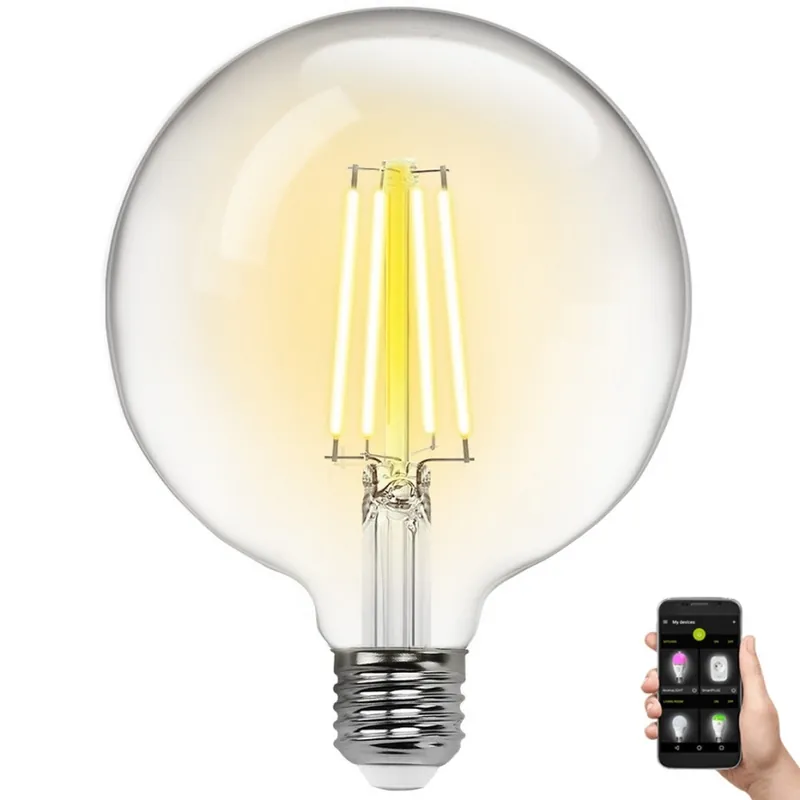 Ověřený LED Stmívatelná žárovka FILAMENT G125 E27/6W/230V 2700-6500K Wi-Fi - Aigostar