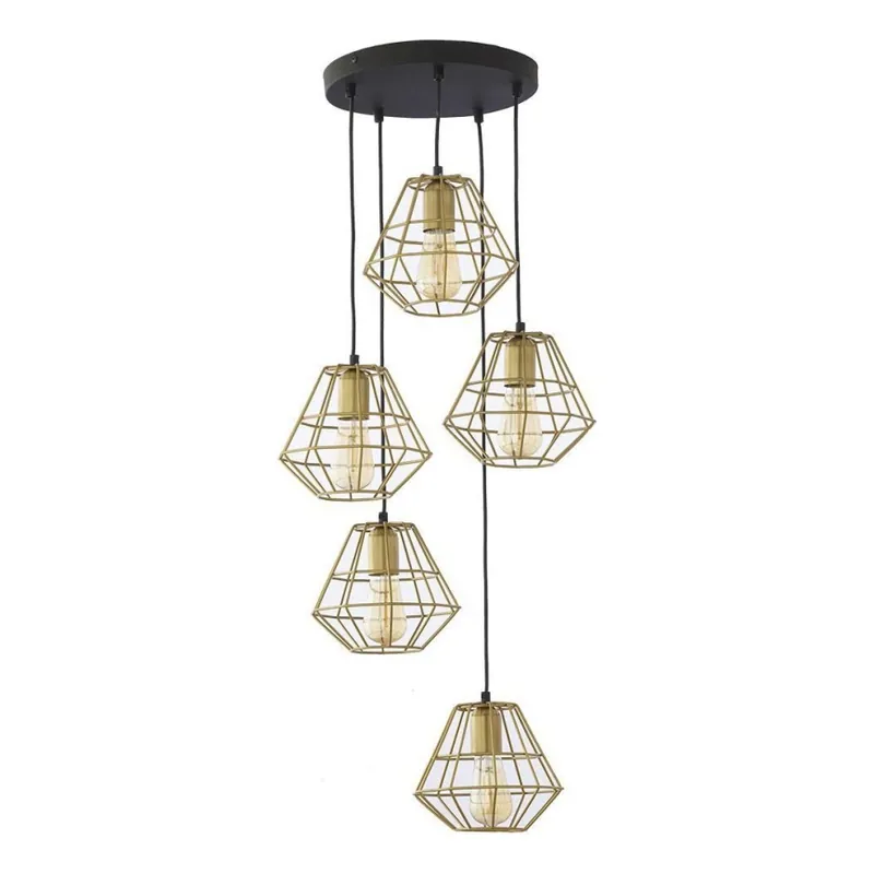 Odeslání Ihned Lustr na lanku DIAMOND 5xE27/15W/230V černá/zlatá