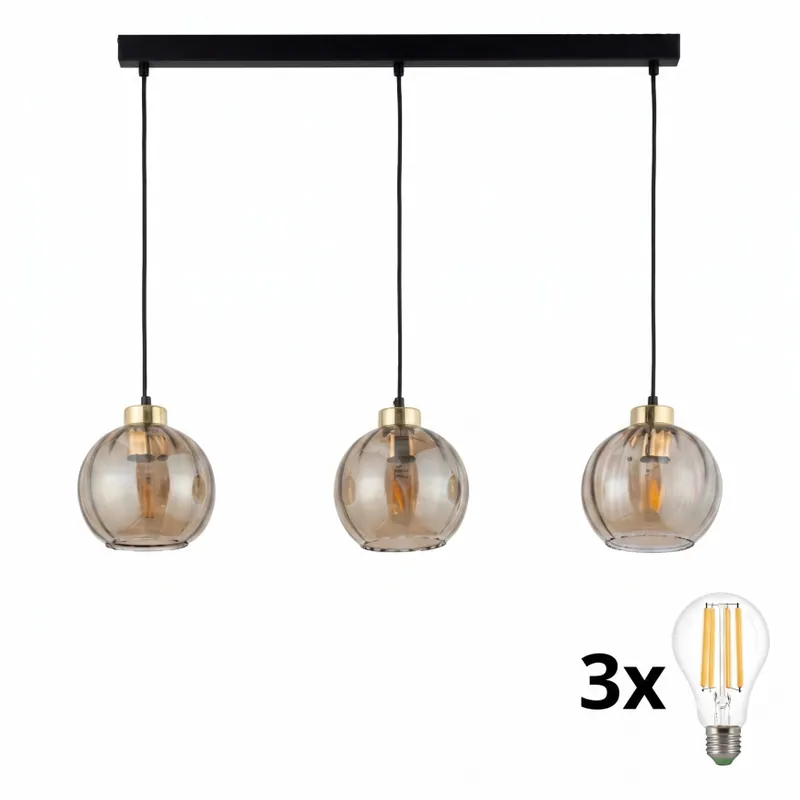 Vysoce Kvalitní LED Lustr na lanku DEVI 3xE27/15W/230V černá/kouřová béžová