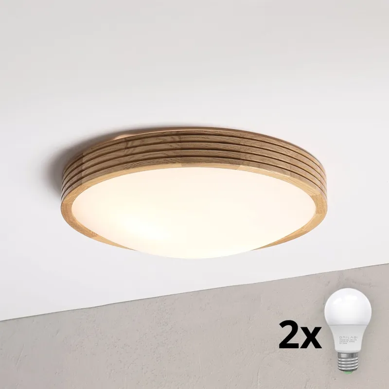 Brilagi - LED Stropní svítidlo CARVALHO MODERN SLIM 2xE27/60W/230V pr. 37,5 cm dub Top Prodej