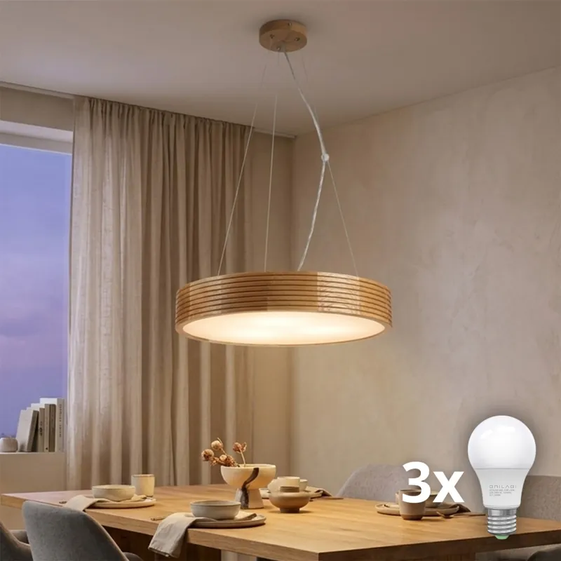 Brilagi - LED Lustr na lanku CARVALHO MODERN 3xE27/60W/230V dub pr. 47,5 cm Cenová Bomba