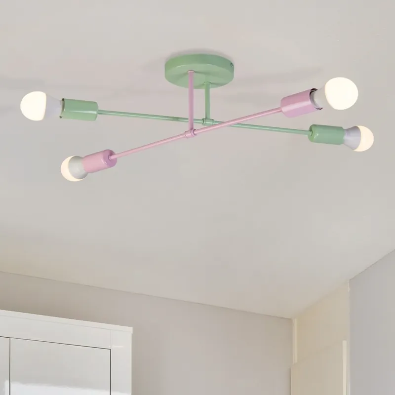 Přisazený lustr CAMBRIDGE 4xE27/15W/230V zelená/růžová Poslední Šance